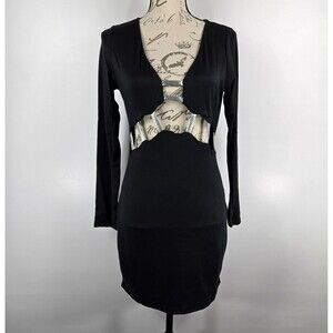 Pretty Little Thing Women's Size 8 Black Long Sleeve Bodycon Cutout Dress NWT